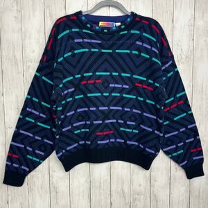 Saturdays Vintage 90s Colorful Unisex Chunky Oversized Grandpa Style Sweater
